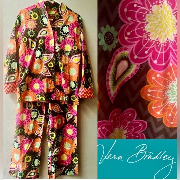 Vera Bradley Ziggy Zinnia Floral Paisley Pajama Lounge Set Women’s Size M - Picture 1 of 8